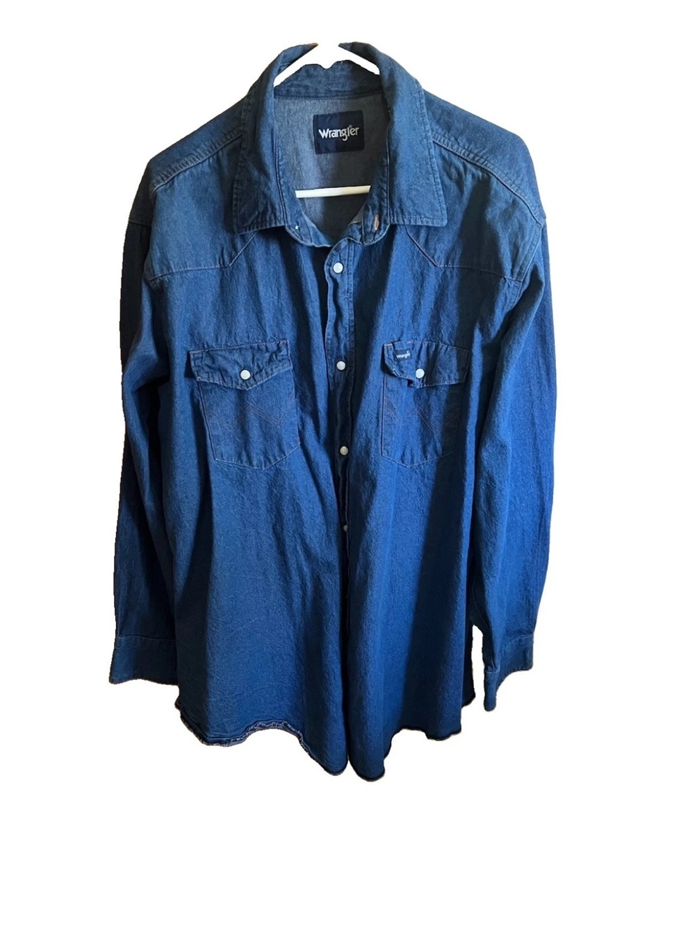 Wrangler Cowboy Cut 70127BT Blue Chambray Western Work Shirt 19X37 Tall Snap